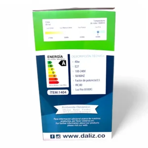 BOMBILLO DALIZ 40W 1404 (BOX X30) - Imagen 2