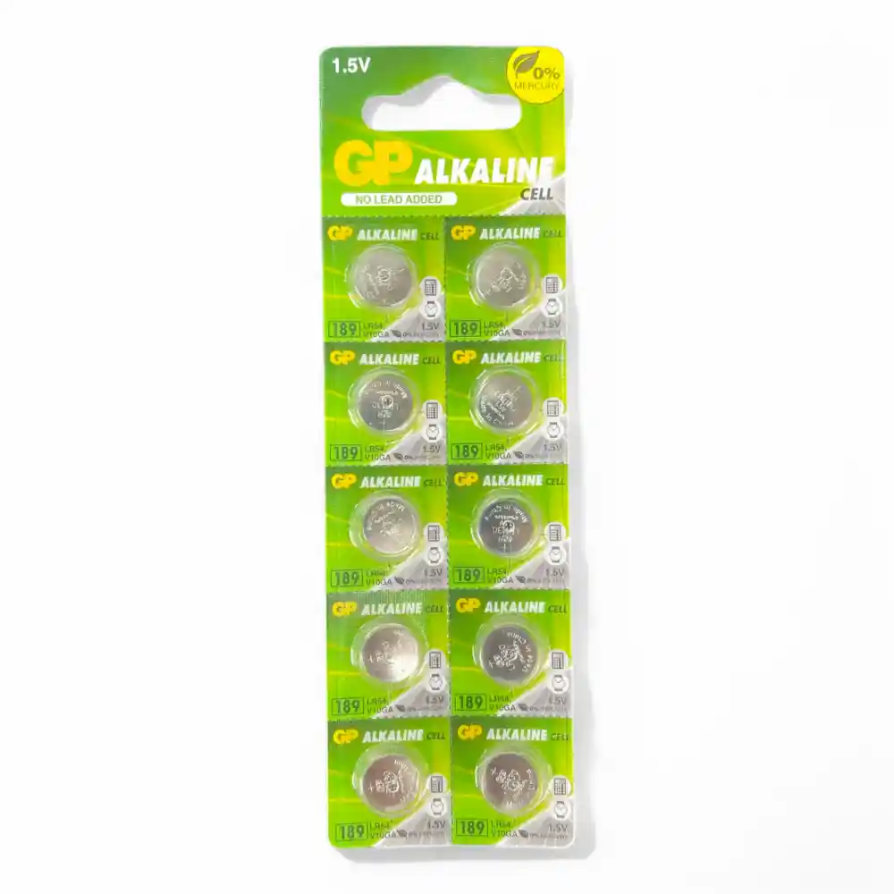 Pila GP Alkaline Botón LR54 Cartón X 10 189 V10GA-01 PILA GP ALKALINE BOTON LR54 CARTON X 10 189 V10GA - Imagen 1