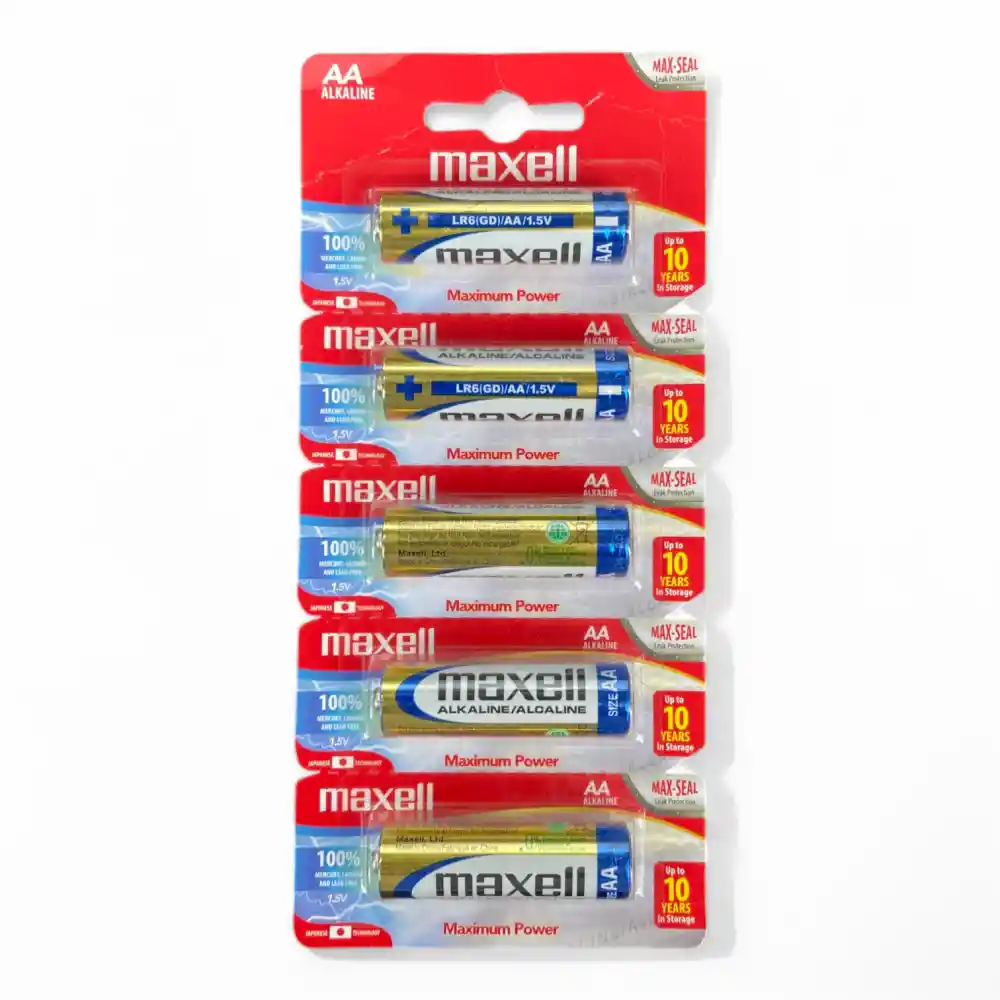 Pila Maxell Alkalina AA Cartón X 5-01 PILA MAXELL ALKALINA AA CARTÓN X 5 - Imagen 1
