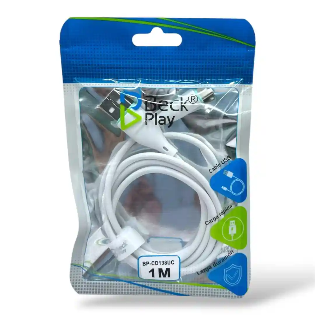 CABLE USB TIPO C BECK PLAY BP-CD138UC 1M-01 CABLE USB TIPO C BECK PLAY BP-CD138UC 1M - Imagen 1
