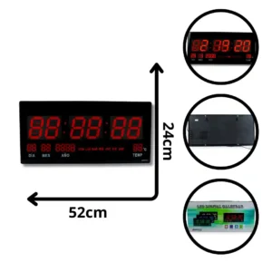 RELOJ DIGITAL DE PARED ROJO JH4622 (BOX X12)