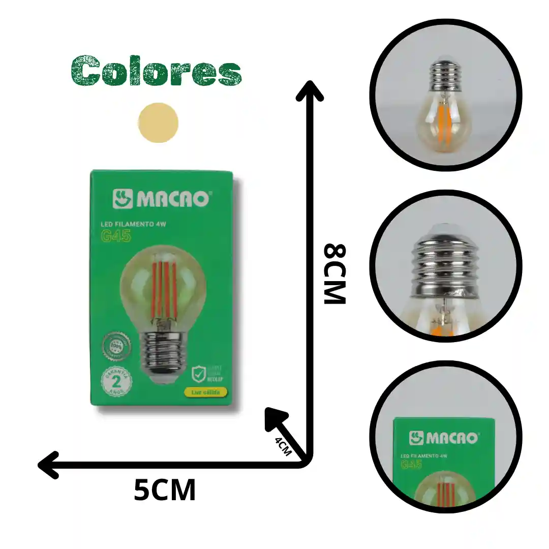 BOMBILLO VINTAGE MACAO MC-G45-4W-01 BOMBILLO VINTAGE MACAO MC-G45-4W - Imagen 1