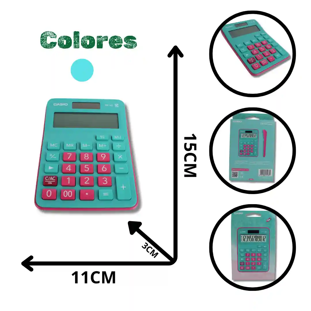 CALCULADORA CASIO MX-12B-LB MX-12B-GN MX-12B- GNRD-04 CALCULADORA CASIO MX-12B-LB MX-12B-GN MX-12B- GNRD - Imagen 1