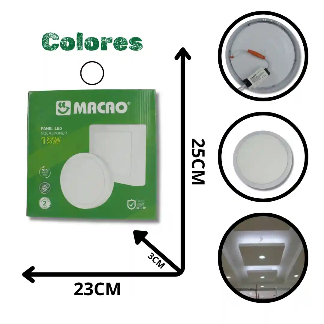 PANEL REDONDO SOBREPONER MACAO MC-MBAL-SPR-18W-04 PANEL REDONDO SOBREPONER MACAO MC-MBAL-SPR-18W - Imagen 1