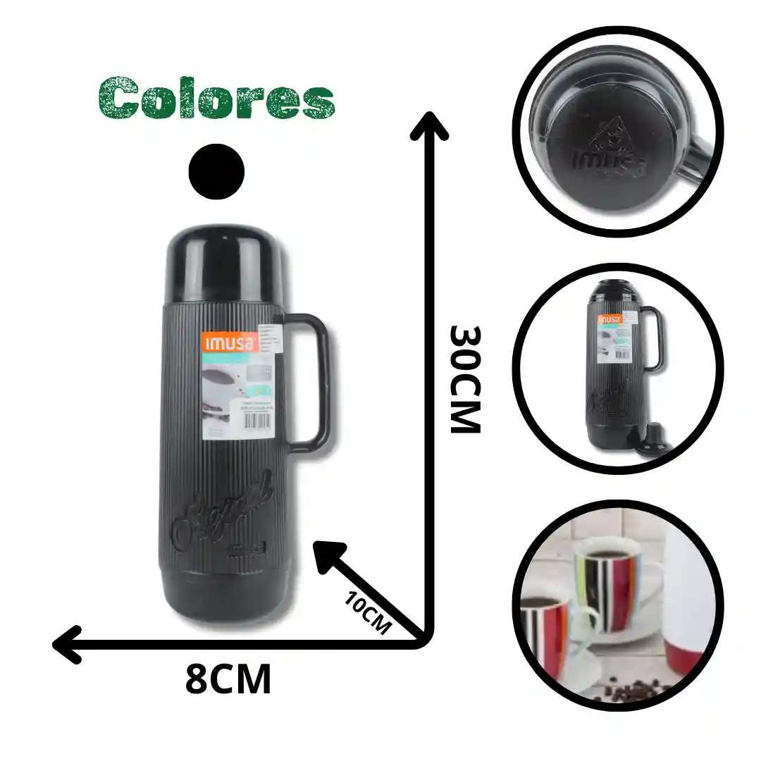 TERMO IMUSA NEGRO 1 LITRO 5861035012-01 TERMO IMUSA NEGRO 1 LITRO 5861035012 - Imagen 1