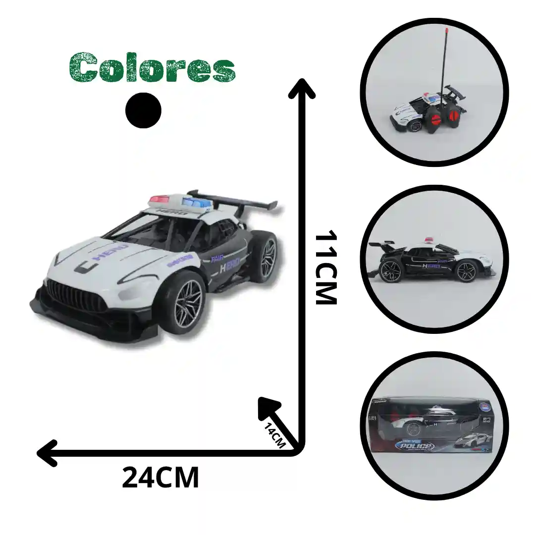 CARRO CONTROL REMOTO PEQUEÑO POLICÍA BLANCO-NEGRO 8818-81A (72)-01 CARRO CONTROL REMOTO PEQUEÑO POLICÍA BLANCO-NEGRO 8818-81A (72) - Imagen 1