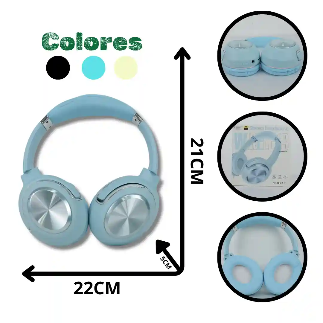 DIADEMA BLUETOOTH MF990BT (100)-01 DIADEMA BLUETOOTH MF990BT (100) - Imagen 1