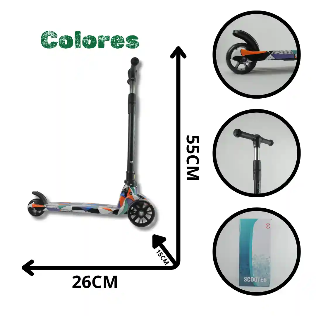 PATINETA ECUALIZABLE AEROGRAFIADA LLANTA LUZ ANCHA 1705-01 PATINETA ECUALIZABLE AEROGRAFIADA LLANTA LUZ ANCHA 1705 ABATIBLE - Imagen 1