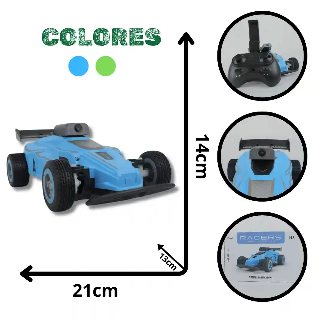 CARRO CONTROL REMOTO RACERS CÁMARA 628-01 CARRO CONTROL REMOTO RACERS CÁMARA 628 - Imagen 1