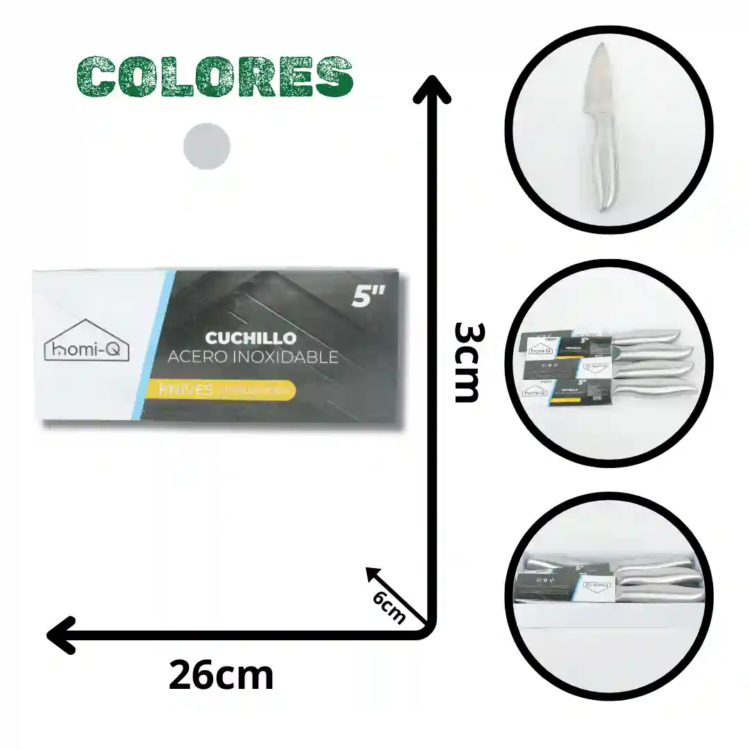 CUCHILLO ACERO INOXIDABLE HOMI-Q 5p HQ107-01 CUCHILLO ACERO INOXIDABLE HOMI-Q 5" HQ107 - Imagen 1