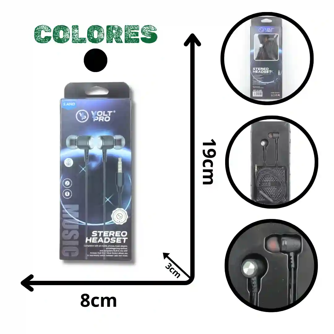 AUDÍFONOS MANOS LIBRES VOLT PRO VP-605-01 AUDÍFONOS MANOS LIBRES VOLT PRO VP-605 - Imagen 1