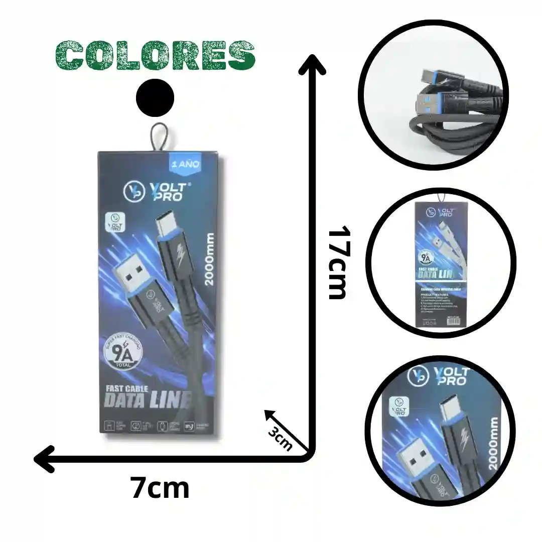 CABLE ACORDONADO VOLTPRO USB TIPO C VP-2M-01 CABLE ACORDONADO VOLTPRO USB TIPO C VP-2M - Imagen 1
