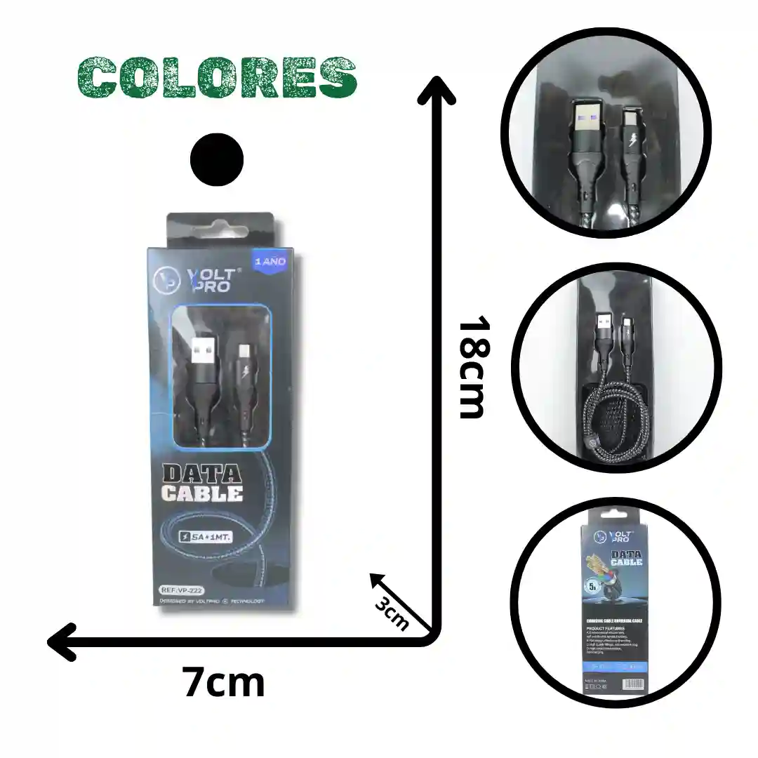 CABLE VOLT PRO TIPO V8 VP-222-01 CABLE VOLT PRO TIPO V8 VP-222 - Imagen 1