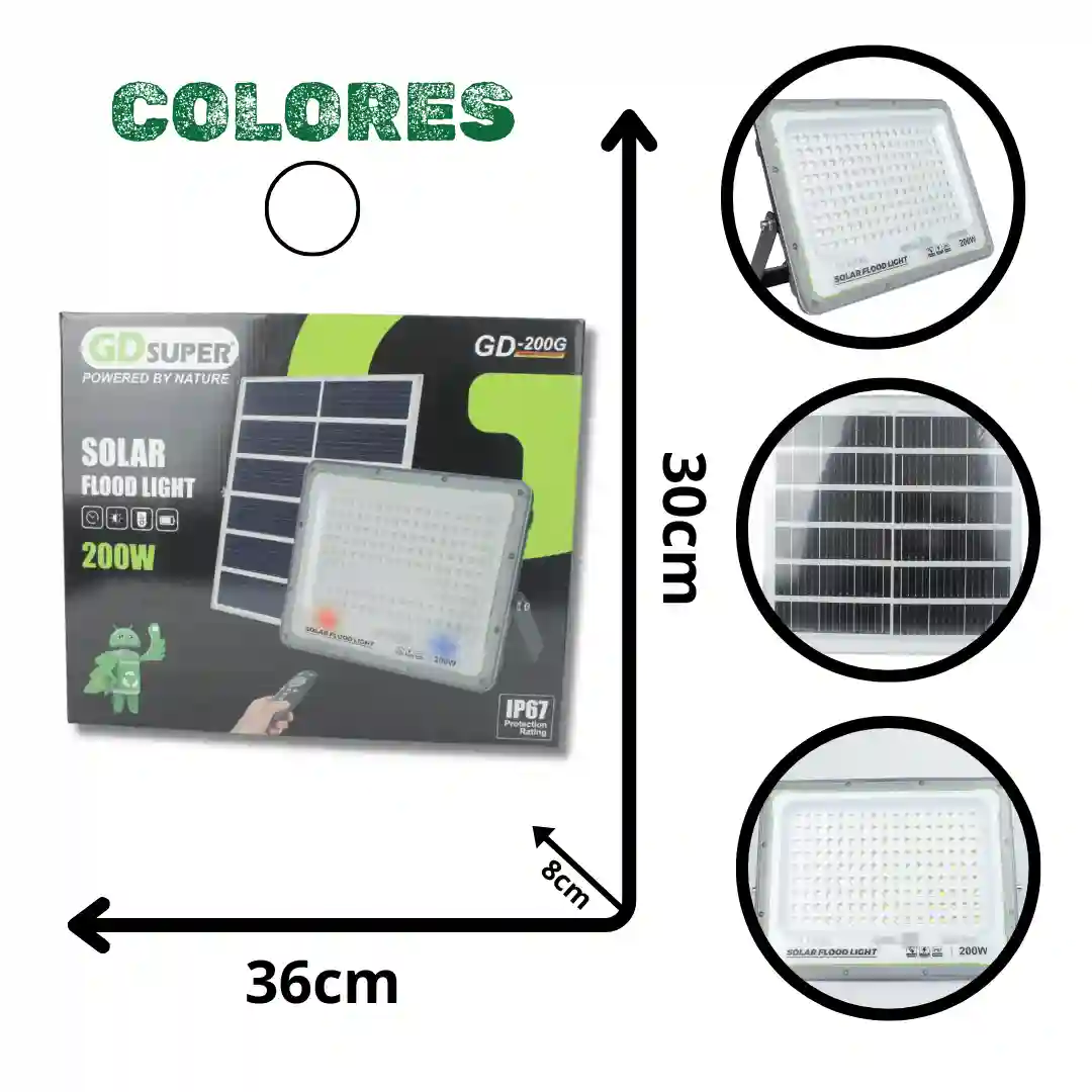 LÁMPARA SOLAR GDSUPER GD-200G-01 LÁMPARA SOLAR GDSUPER GD-200G - Imagen 1
