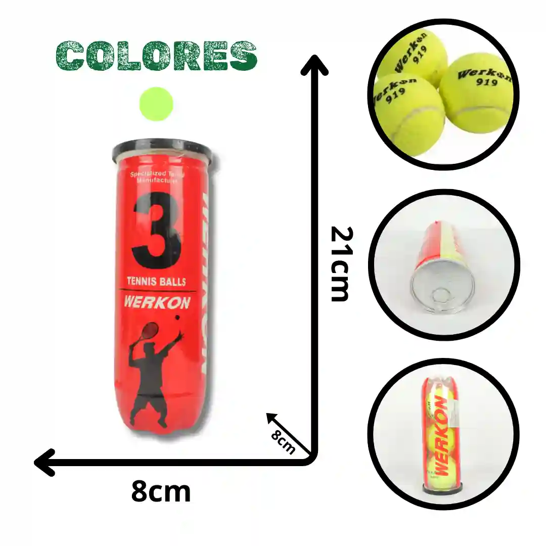 PELOTA TENNIS TARRO WERKON X3 BN969-01 PELOTA TENNIS TARRO WERKON X3 BN969 (BOX X60) - Imagen 1