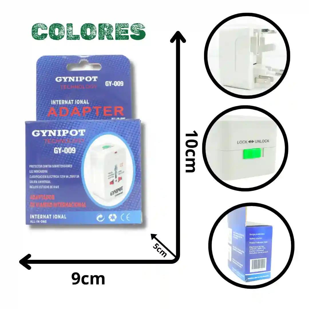 ADAPTADOR VIAJERO INTERNACIONAL GYNIPOT GY-009-01 ADAPTADOR VIAJERO INTERNACIONAL GYNIPOT GY-009 - Imagen 1