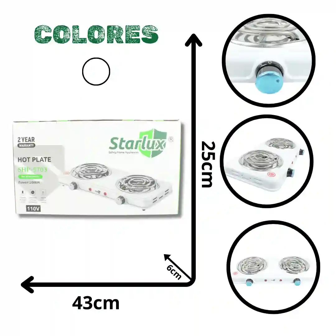ESTUFA 2 PUESTOS STARLUX 5703-01 ESTUFA 2 PUESTOS STARLUX 5703 - Imagen 1