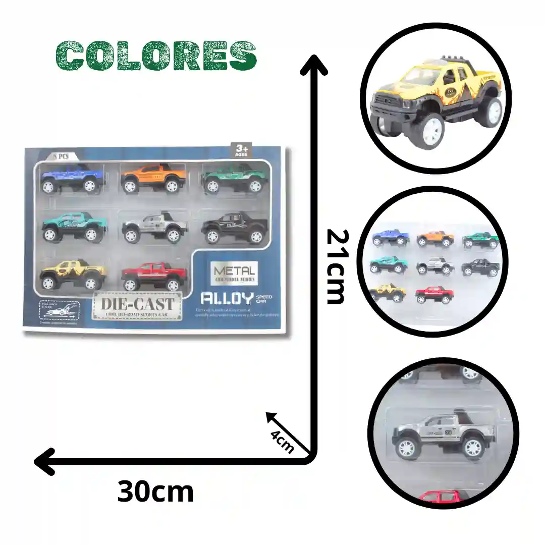 SET COLECCIÓN CARRO 4X4 8PCS 1861-1 (72)-01 SET COLECCIÓN CARRO 4X4 8PCS 1861-1 (72) - Imagen 1
