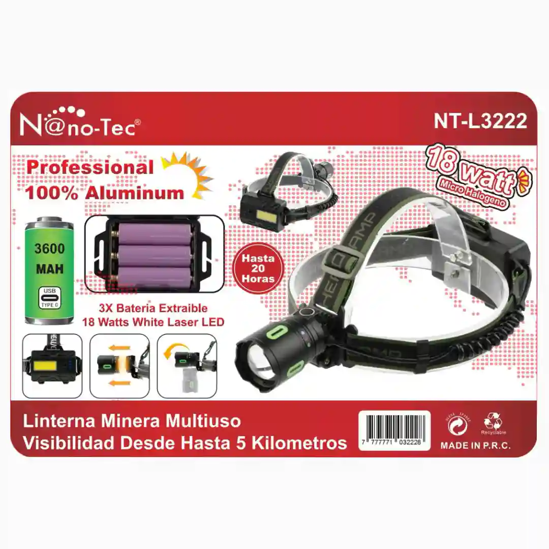 LINTERNA MINERA NANOTEC NT-L3222 (X30)-01 LINTERNA MINERA NANOTEC NT-L3222 (X30) - Imagen 1
